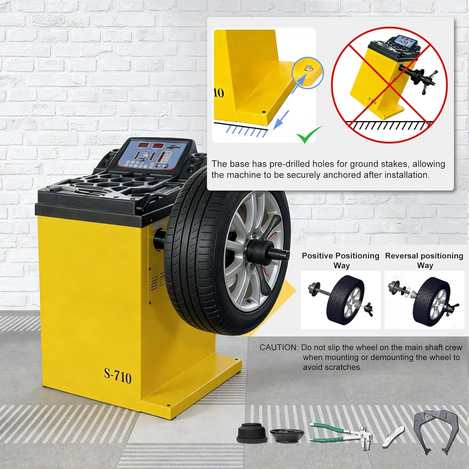 Tire Changer Machine with Hand-Assisted Lever Device and Assist arm and Wheel Balancer Machine Combo, 10-24" Rim, Manual Input, Dynamic/Static/ALU/Motorcycle Modes, 0.25KW Pure Copper Motor, 110V - Image 11