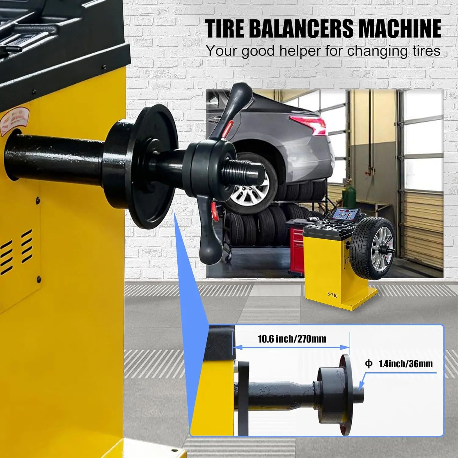 Tire Changer Machine with Hand-Assisted Lever Device and Assist arm and Wheel Balancer Machine Combo, 10-24" Rim, Manual Input, Dynamic/Static/ALU/Motorcycle Modes, 0.25KW Pure Copper Motor, 110V - Image 12