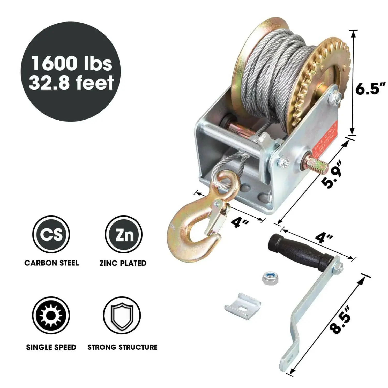 TORIN Heavy Duty Boat Trailer Winch Portable Hand Crank Winch for Boat, Truck, Trailer, RV, ATV, Jet Ski - Image 10