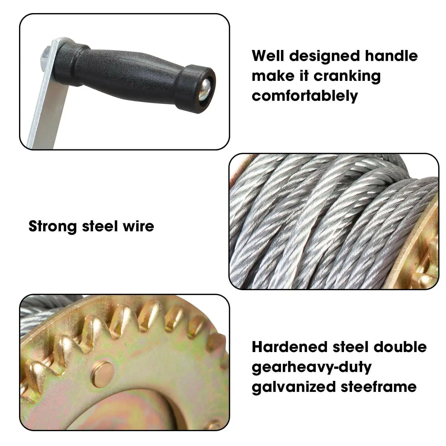 TORIN Heavy Duty Boat Trailer Winch Portable Hand Crank Winch for Boat, Truck, Trailer, RV, ATV, Jet Ski - Image 3