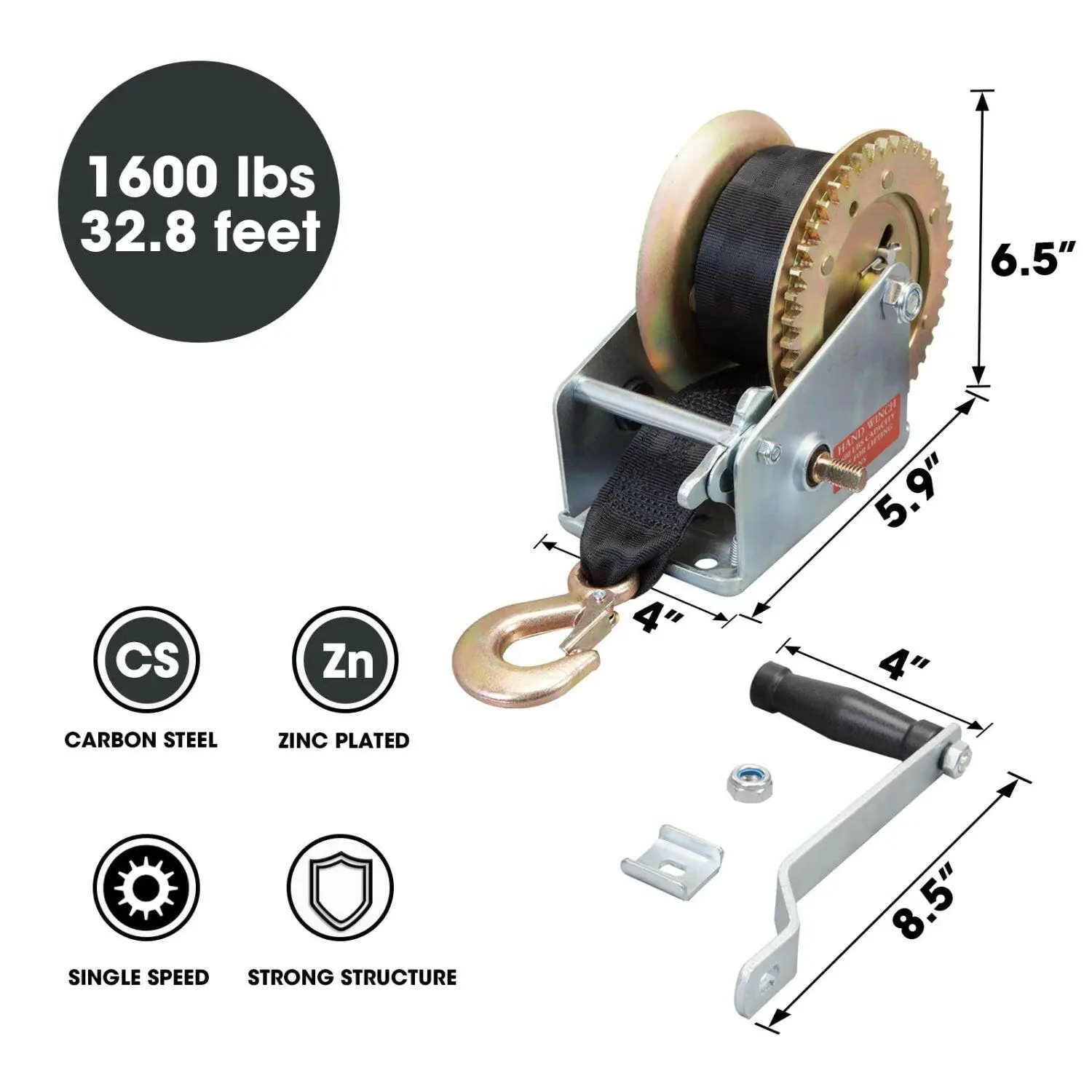 TORIN Heavy Duty Boat Trailer Winch Portable Hand Crank Winch for Boat, Truck, Trailer, RV, ATV, Jet Ski - Image 6