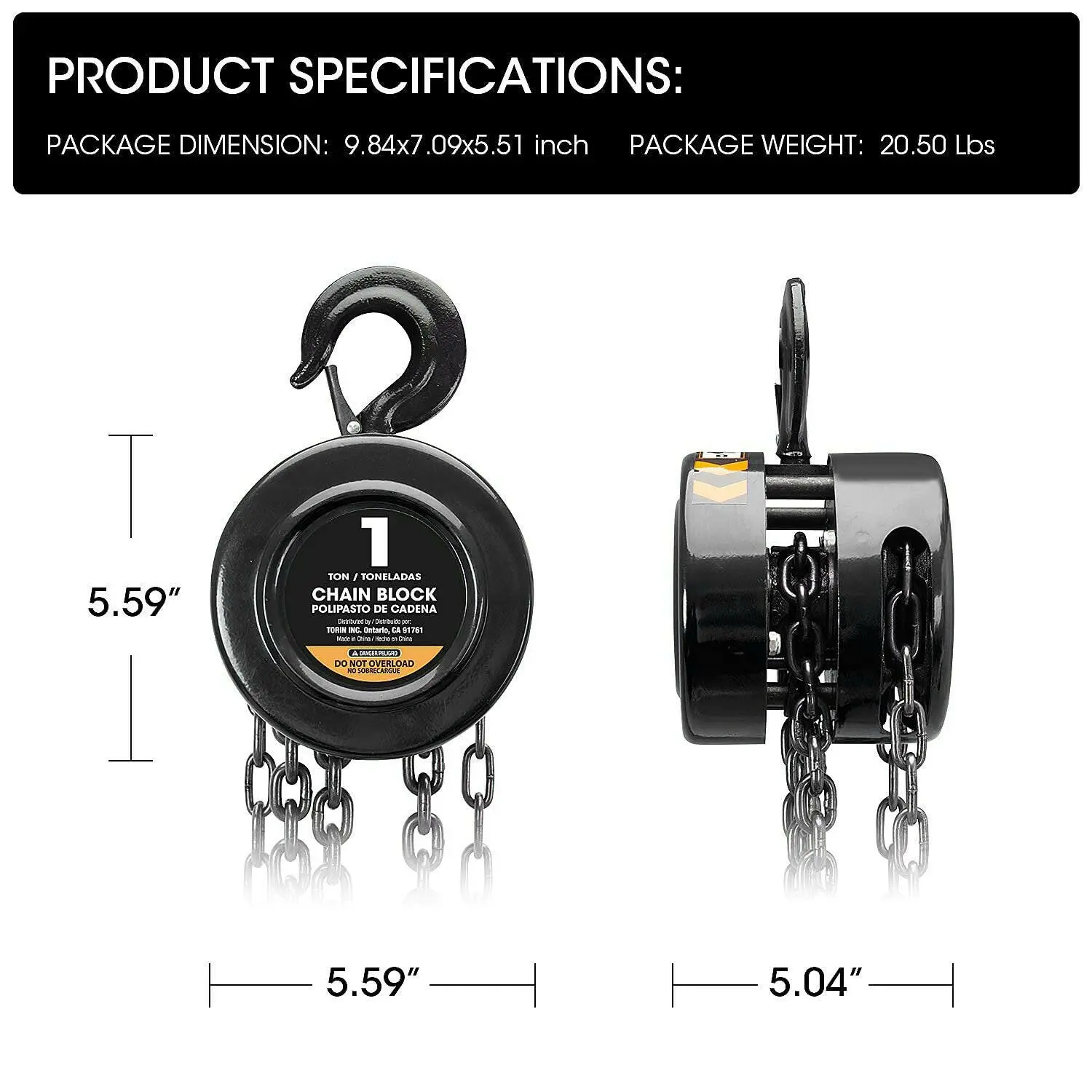 TORIN Manual Chain Hoist - Image 6