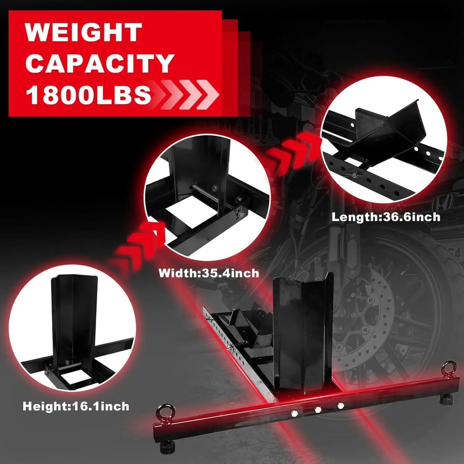 TORIN Motorcycle Wheel Chock for 16 to 25 Inch Wheel - Image 3