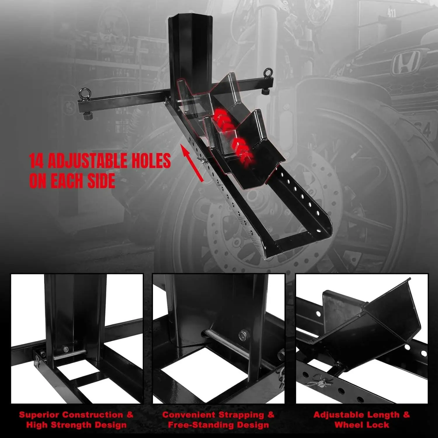 TORIN Motorcycle Wheel Chock for 16 to 25 Inch Wheel - Image 4