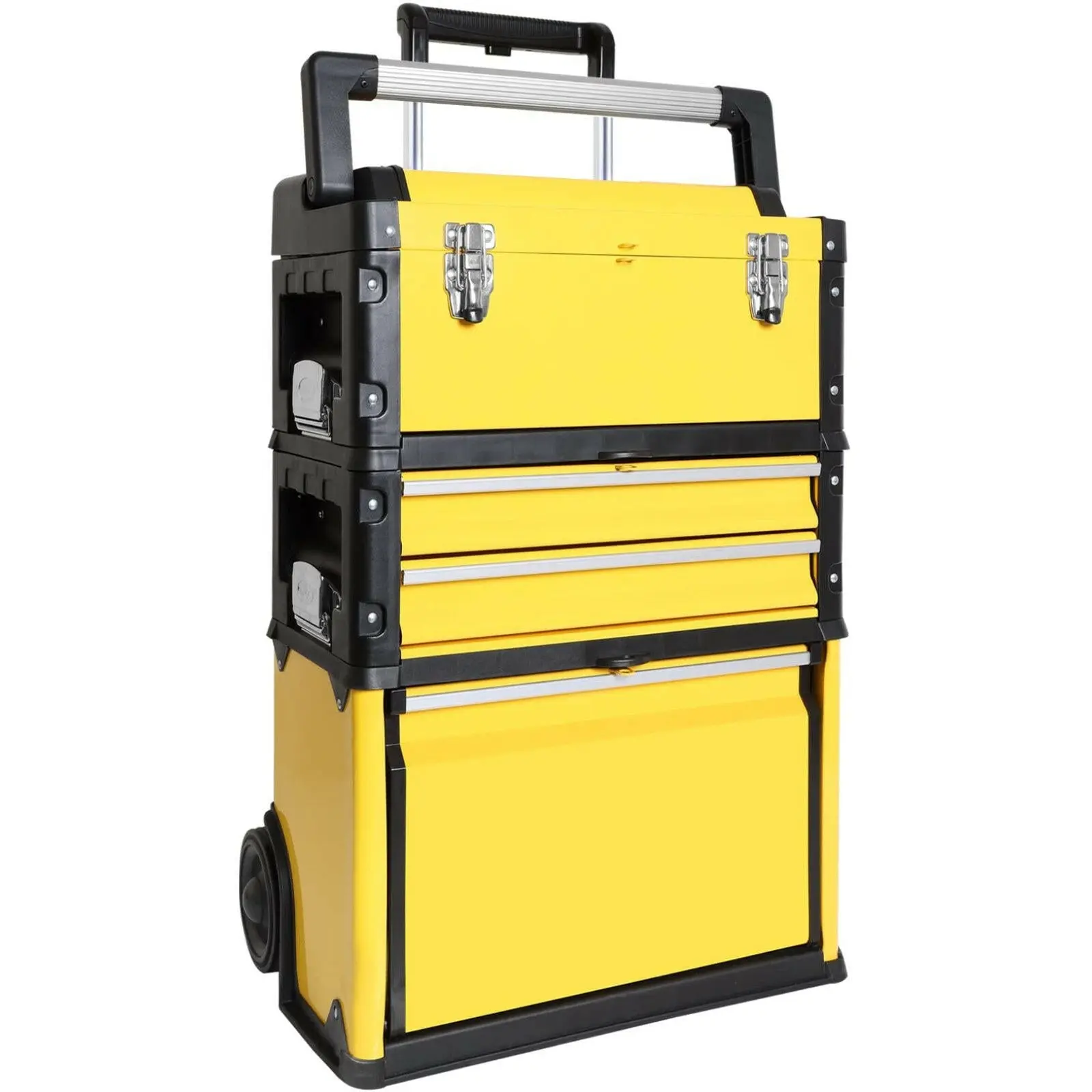 TCE Stackable Rolling Tool Box Portable Metal Toolbox Organizer with Wheels and 2 Drawers Separate Rolling Upright Trolley Tool Chest for Garage or Workshop - Image 15