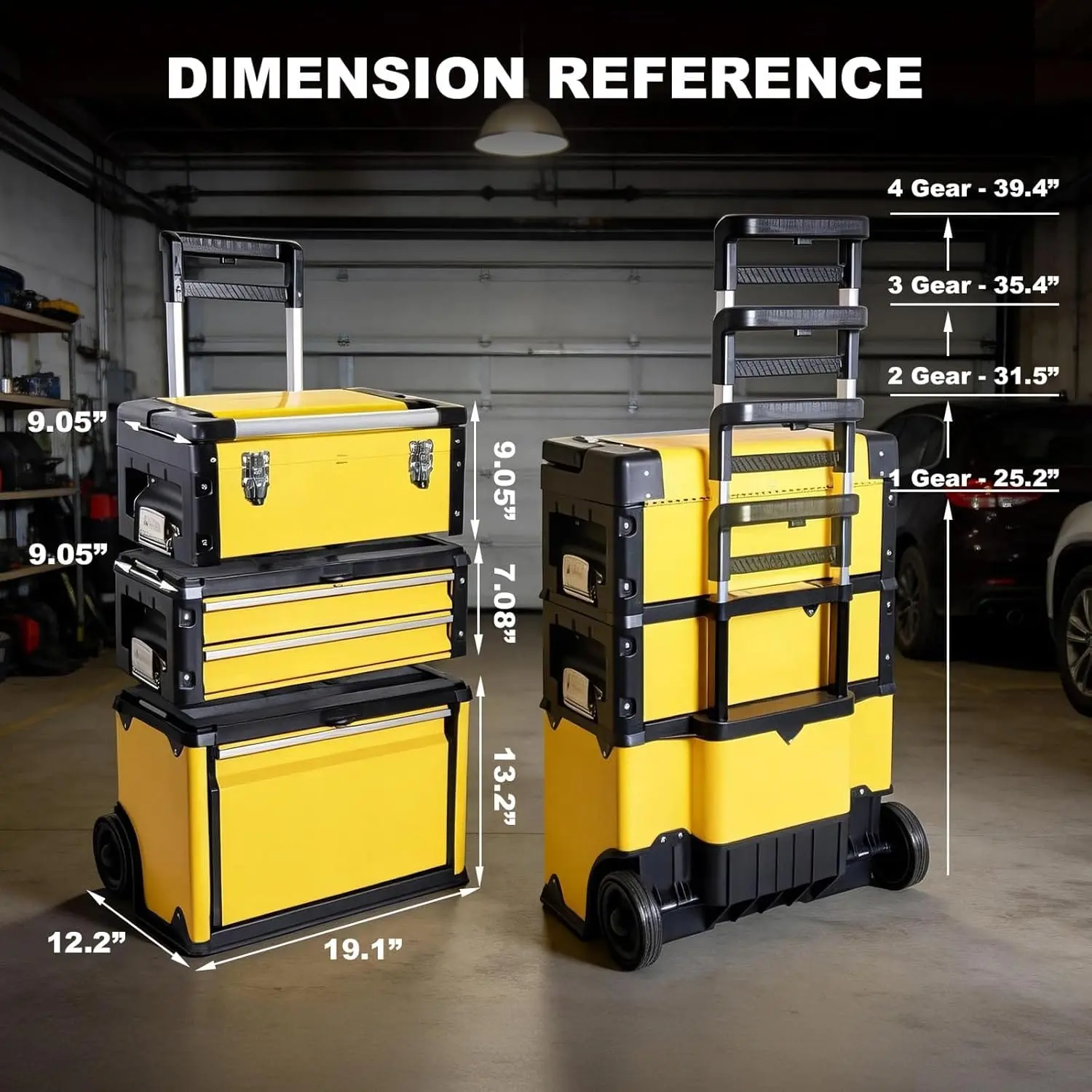 TCE Stackable Rolling Tool Box Portable Metal Toolbox Organizer with Wheels and 2 Drawers Separate Rolling Upright Trolley Tool Chest for Garage or Workshop - Image 16