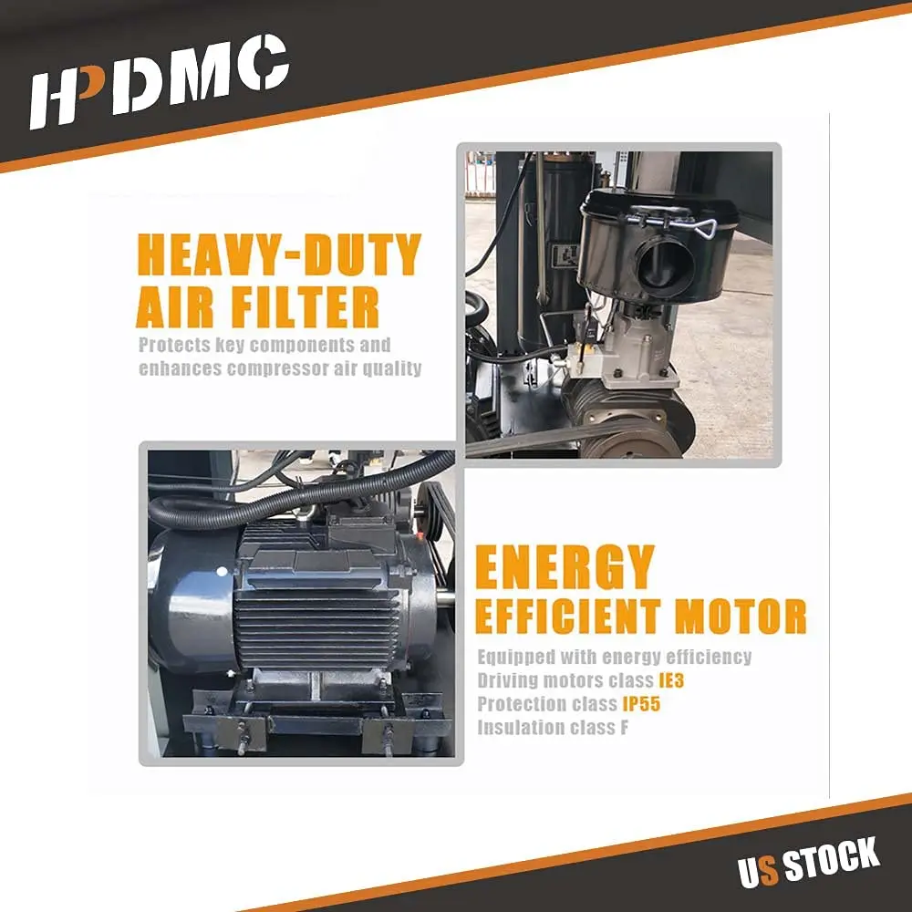 Rotary Screw Air Compressor with Tand & Air Dryer All in One Heavy Duty Air Compressed System - Image 12