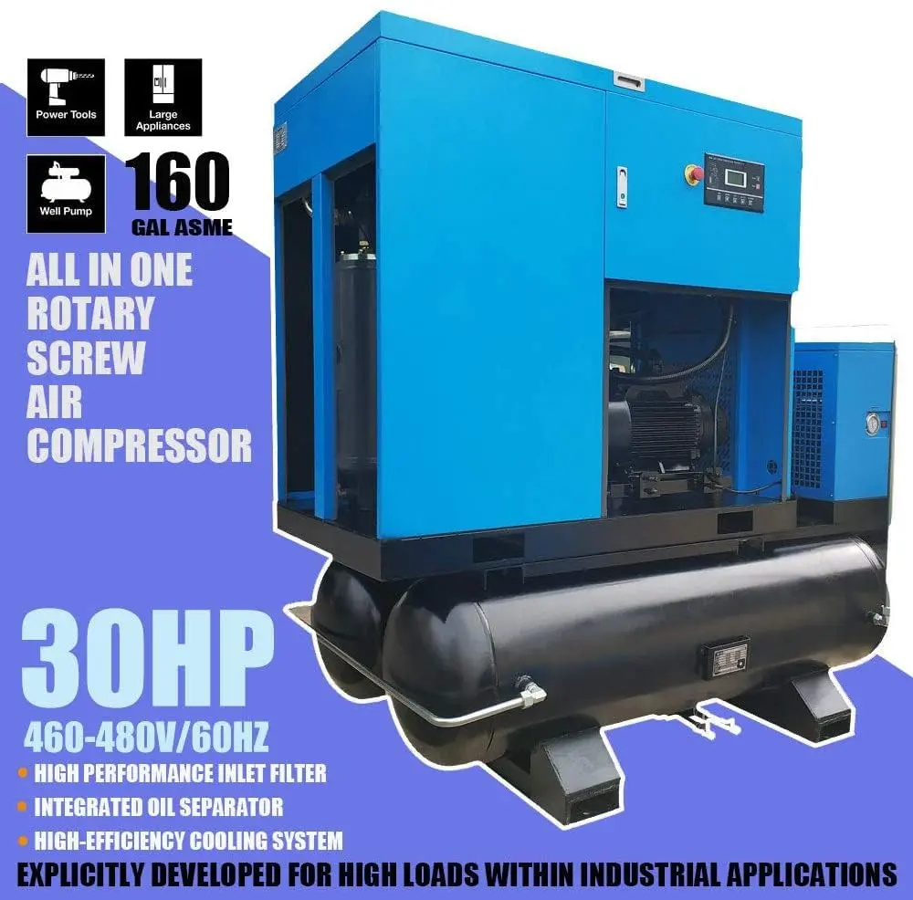 Rotary Screw Air Compressor with Tand & Air Dryer All in One Heavy Duty Air Compressed System - Image 17