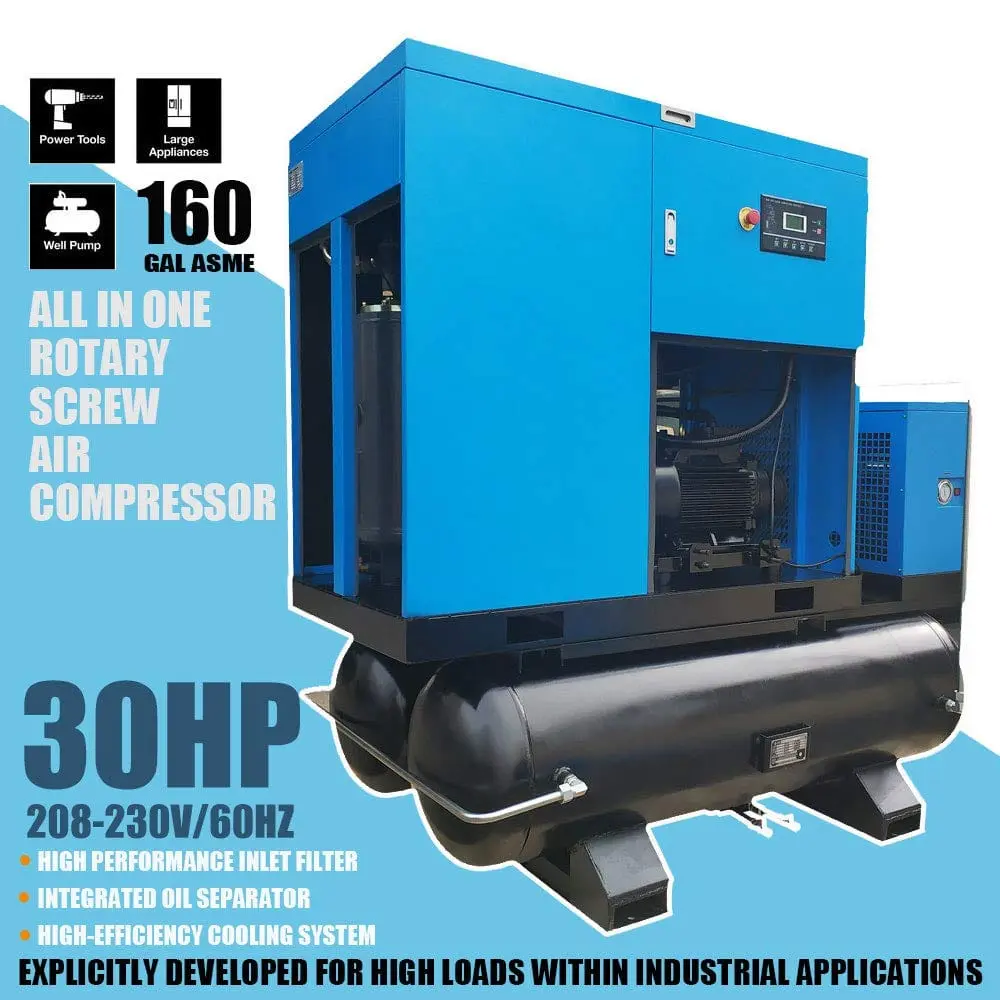 Rotary Screw Air Compressor with Tand & Air Dryer All in One Heavy Duty Air Compressed System - Image 4