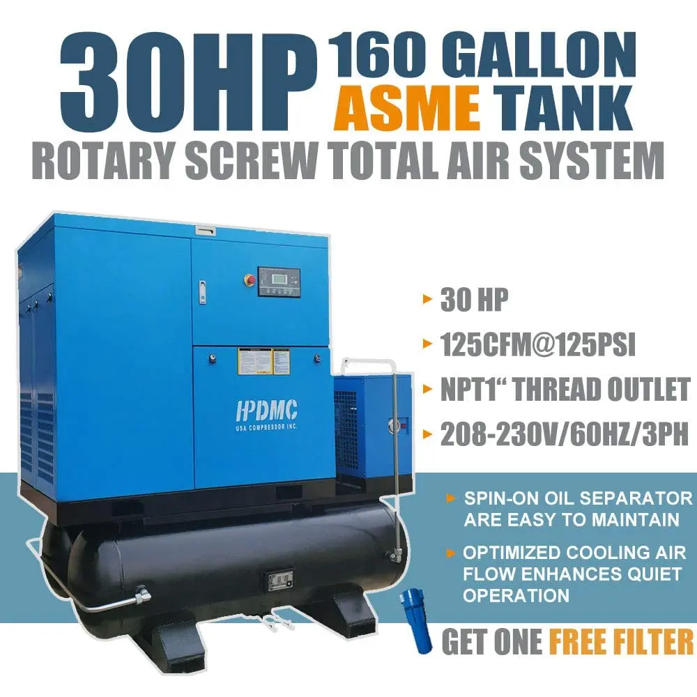 Rotary Screw Air Compressor with Tand & Air Dryer All in One Heavy Duty Air Compressed System - Image 5