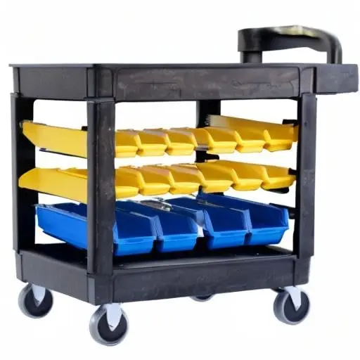 Utility Service Cart, 2-Shelf 500LBS Heavy Duty Plastic Rolling Utility Cart with 360° Swivel Wheels, Lipped Shelves, Ergonomic Storage Handle for Warehouse/Garage/Cleaning/Manufacturing - Image 25