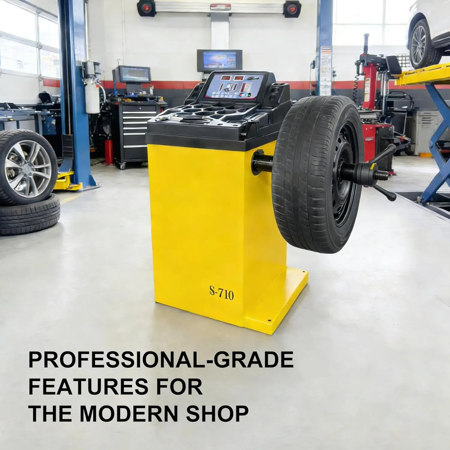 Wheel Balancer Machine, 10-24" Rim, Manual Input, Dynamic/Static/ALU/Motorcycle Modes, 0.25KW Pure Copper Motor, 110V for Garage Workshop Tire Repair (±1g Accuracy) - Image 6