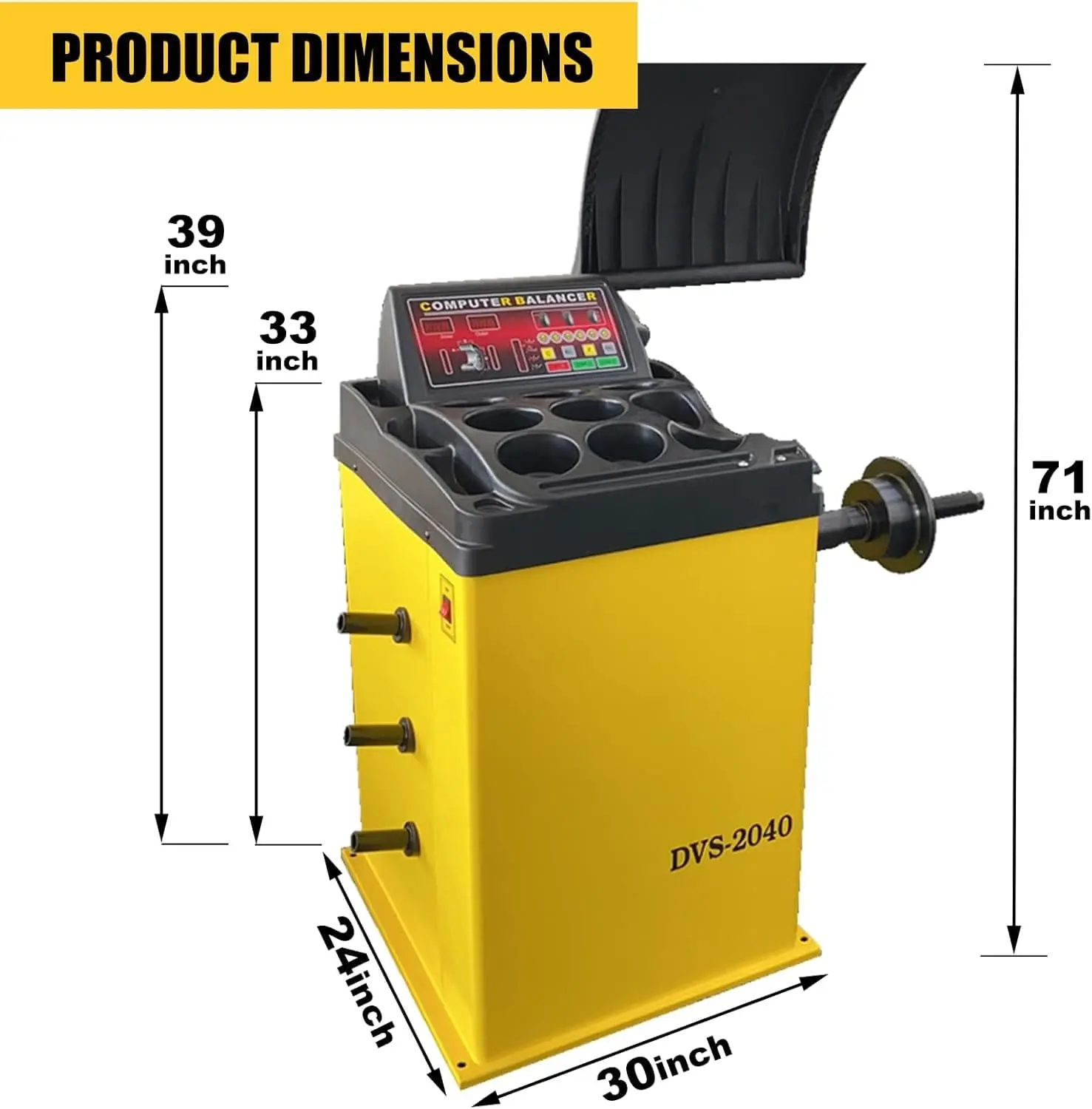 Wheel Balancer Machine, Manual Input, 10-24" Rim, Dynamic/Static/ALU/Motorcycle Modes, 0.25KW Pure Copper Motor, 110V for Garage Workshop & Home Use (±1g Accuracy) - Image 3