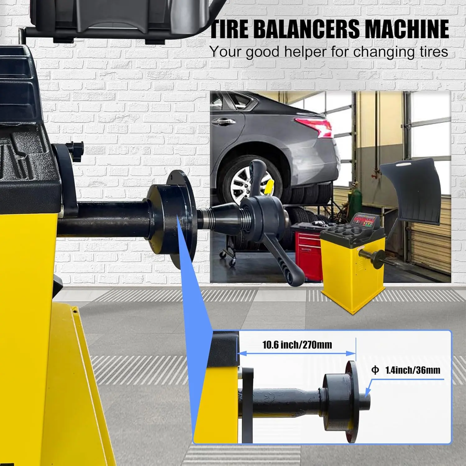 Wheel Balancer Machine, Manual Input, 10-24" Rim, Dynamic/Static/ALU/Motorcycle Modes, 0.25KW Pure Copper Motor, 110V for Garage Workshop & Home Use (±1g Accuracy) - Image 4
