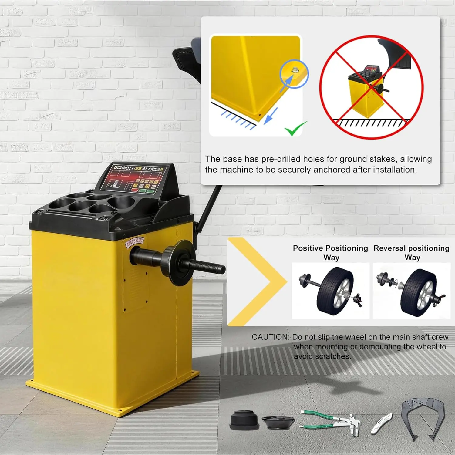 Wheel Balancer Machine, Manual Input, 10-24" Rim, Dynamic/Static/ALU/Motorcycle Modes, 0.25KW Pure Copper Motor, 110V for Garage Workshop & Home Use (±1g Accuracy) - Image 5