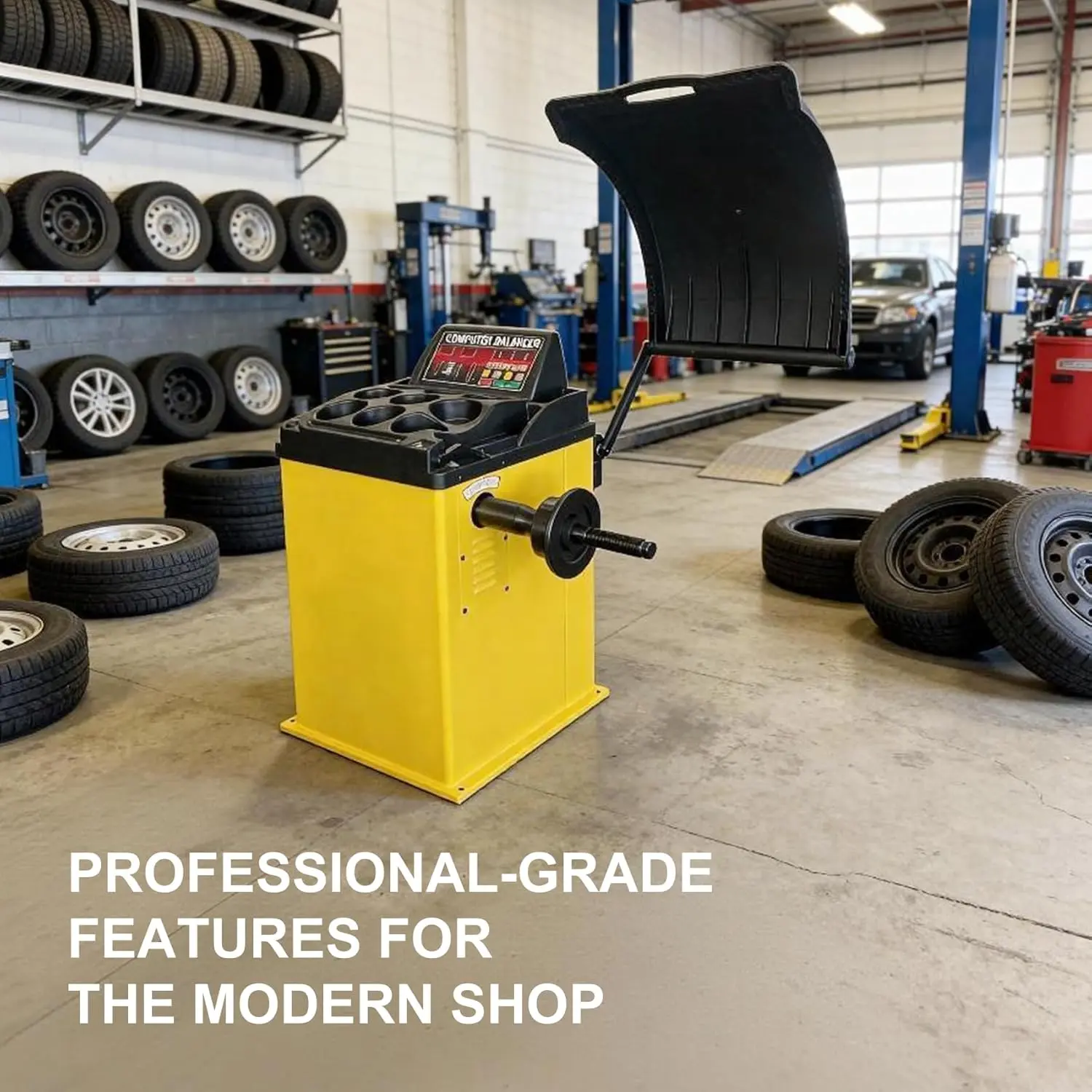 Wheel Balancer Machine, Manual Input, 10-24" Rim, Dynamic/Static/ALU/Motorcycle Modes, 0.25KW Pure Copper Motor, 110V for Garage Workshop & Home Use (±1g Accuracy) - Image 6