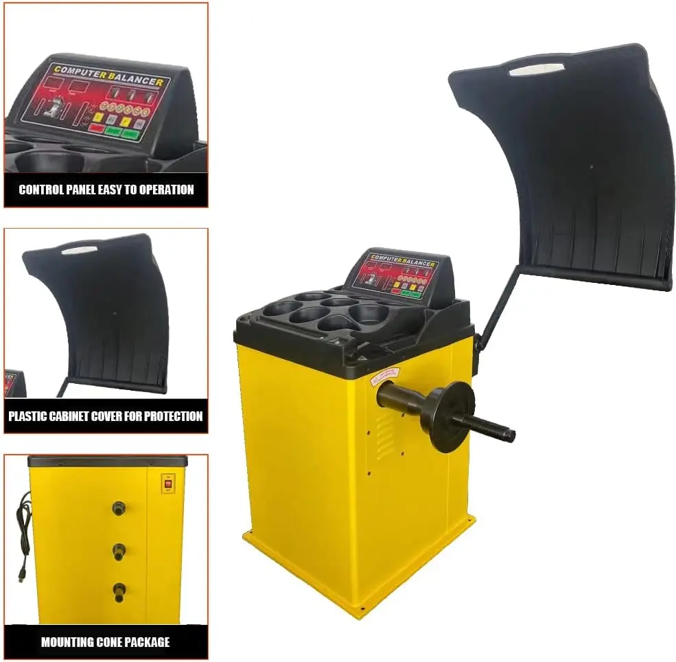 Wheel Balancer Machine, Manual Input, 10-24" Rim, Dynamic/Static/ALU/Motorcycle Modes, 0.25KW Pure Copper Motor, 110V for Garage Workshop & Home Use (±1g Accuracy) - Image 9