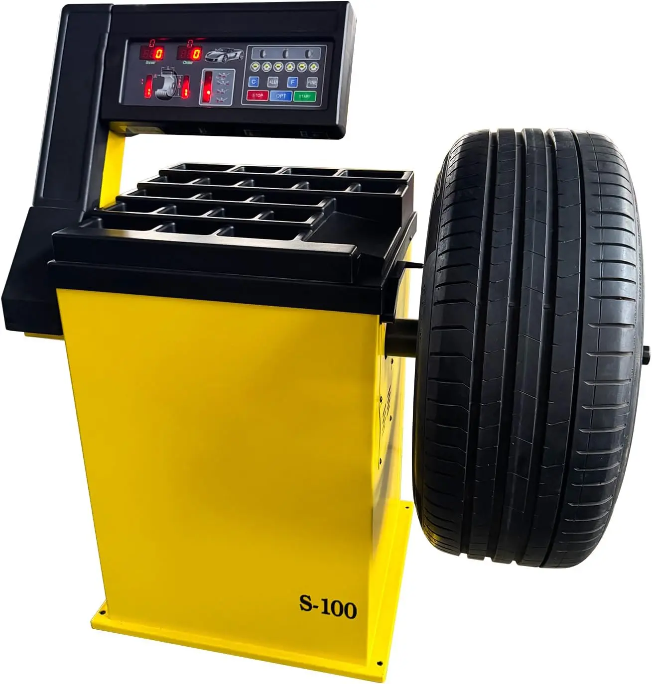 Wheel Balancer with Laser Indicator & LED Work Light, 10-24" Rim, Manual Input, Dynamic/Static/ALU Modes, 0.25KW Pure Copper Motor, 110V for Professional Tire Shop & Garage